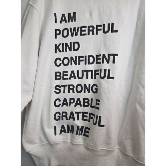 Anine Bing NWT Ramona Empowerment Sweatshirt Pullover Crew White Black Small - Picture 3 of 7